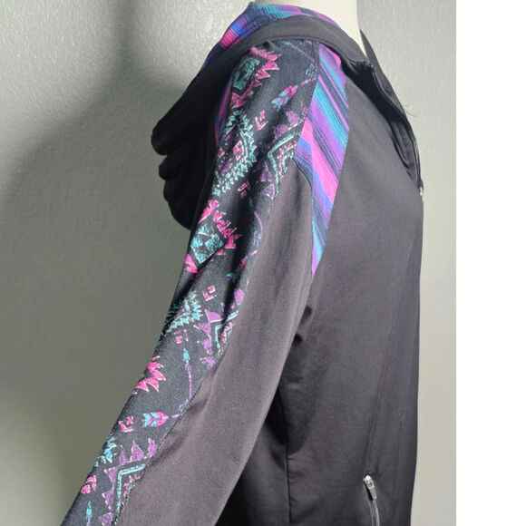 Cowgirl Tuff Co Zip Up Hoodie with Aztec Print On Arms with Zipper Pockets XL - Picture 3 of 10